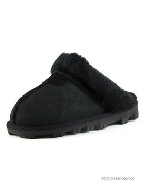 Faux Fur Lined Suede Mules Slip On Winter Slippers Comfy Warm